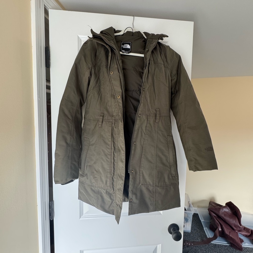 Olive Green Hooded Parka Coat